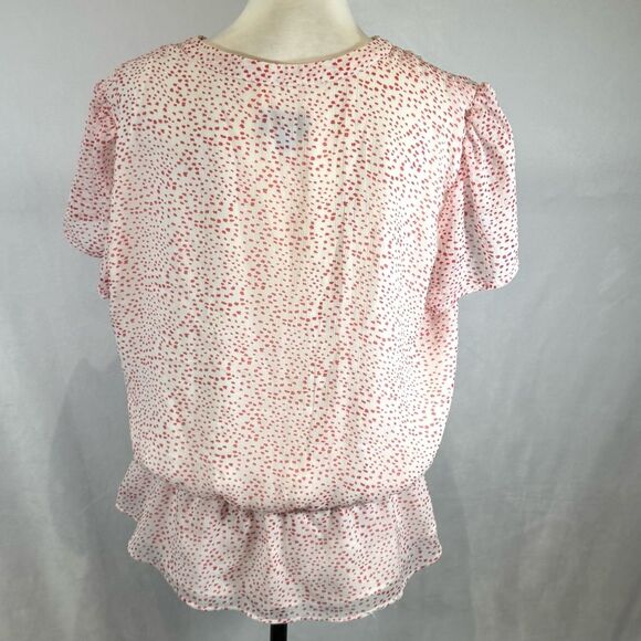 CeCe red and white dot printed peplum top size large - Picture 3 of 6